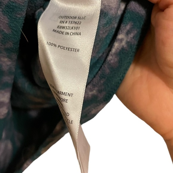 Eddie Bauer Quarter Zip Heather Teal Floral Fleece Size Small - Picture 3 of 5